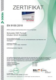 Zertifikat EN 9100 2018