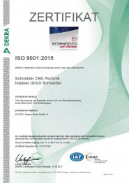 ISO9001:2015 Zertifikat