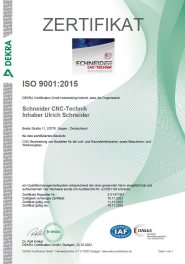 Zertifikat ISO 9001 2015